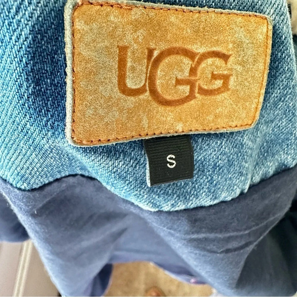 UGG Jeans Jacket Size Small Cotton Removable Shearling Lamb Fur Collar Preppy - Picture 6 of 14